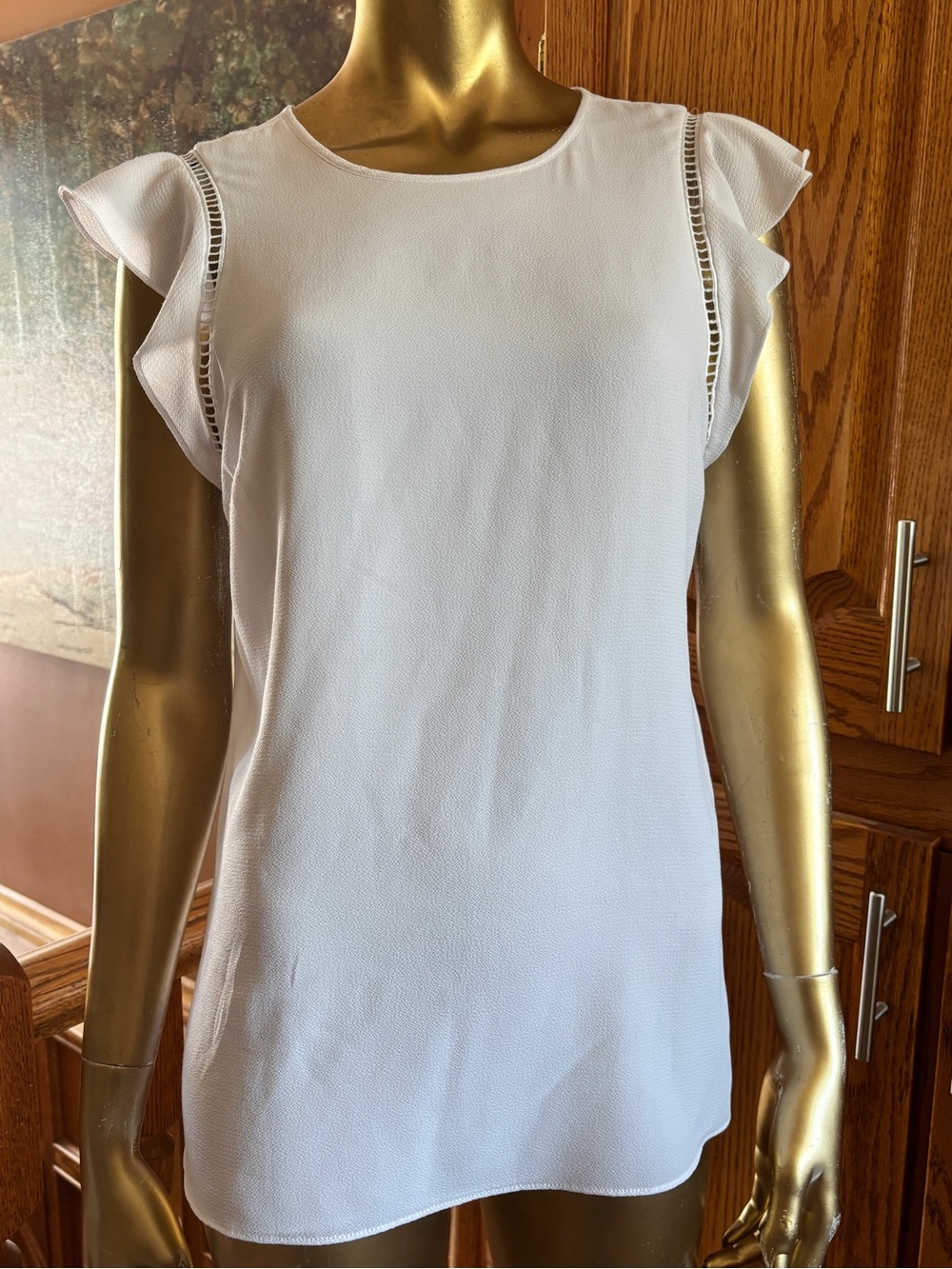 Michael Kors Cream Textured V-Neck Knit Top